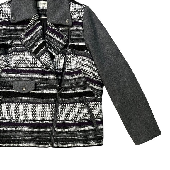 Eleven Paris Teofil Tweed Striped Moto Jacket, Asymmetrical Zip, Relaxed Fit XS - Picture 5 of 15